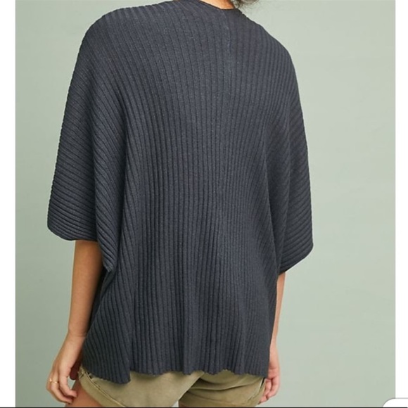 Anthropologie Ribbed Cocoon Kimono Cardigan in Black - Picture 2 of 7
